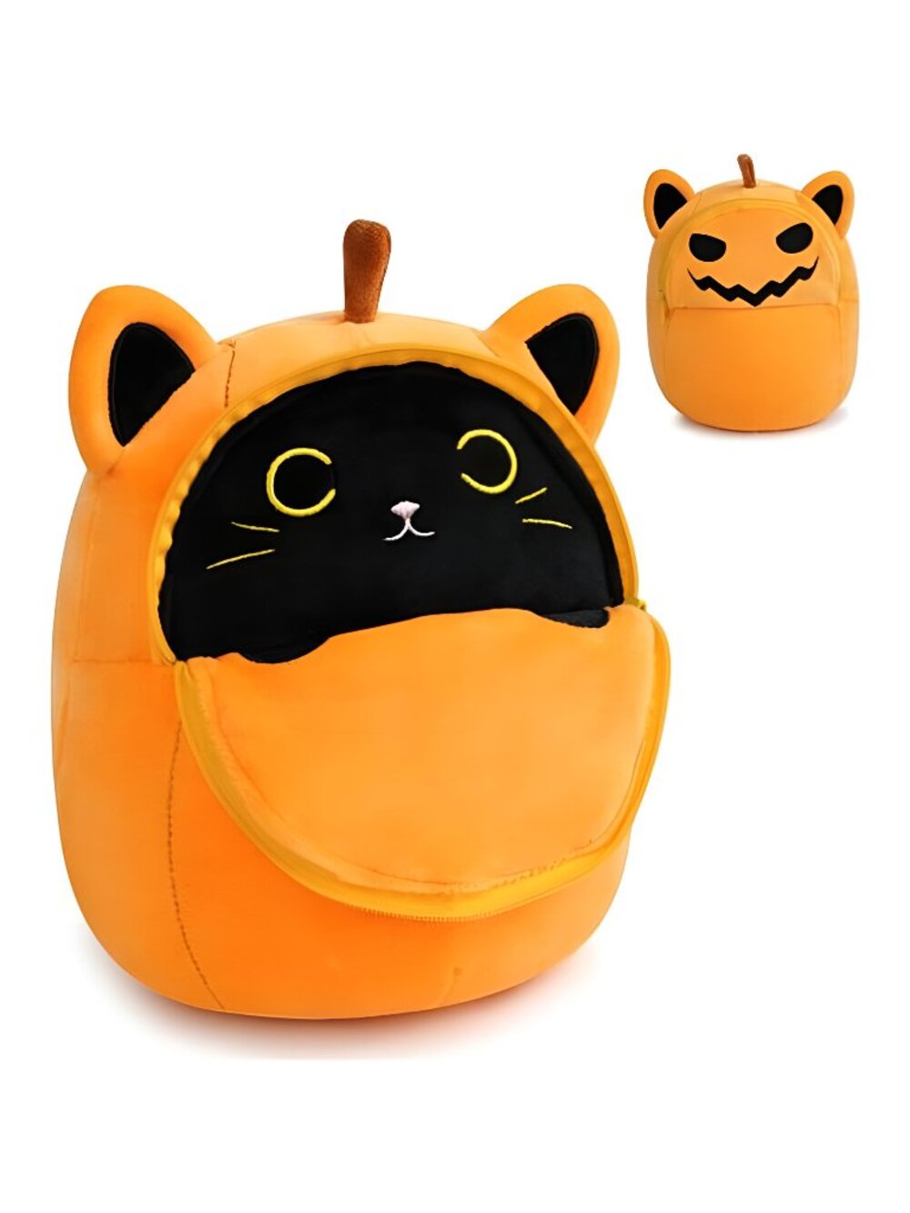 Halloween Plush - Black Cat Plush,Cute Halloween Stuffed Animal, 8inch Pumpkin